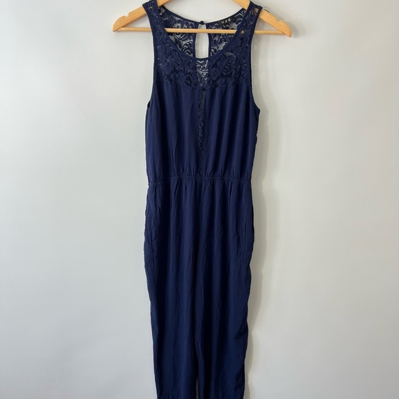 Elegant Navy Blue Lace Jumpsuit - Picture 1 of 4